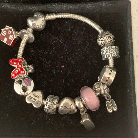 Pandora bracelet silver with 11 charms - Picture 2 of 6